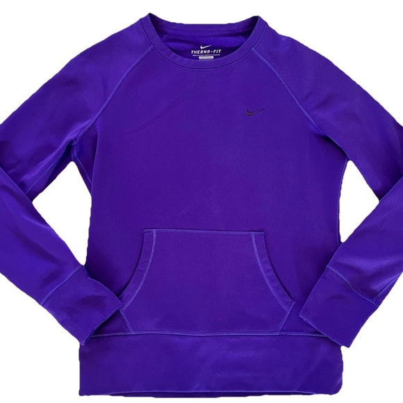 Nike Therma Fit Crewneck Sweatshirt Women’s M Purple Handwarmer Thumb Holes - Picture 1 of 9